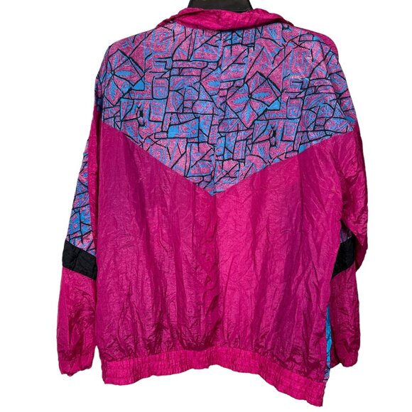 Active Elements Windbreaker Jacket Womens Medium Pink Blue 80s 90s Vintage - Picture 2 of 12